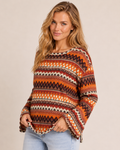Color Contrast Knit Pullover Sweater in Orange