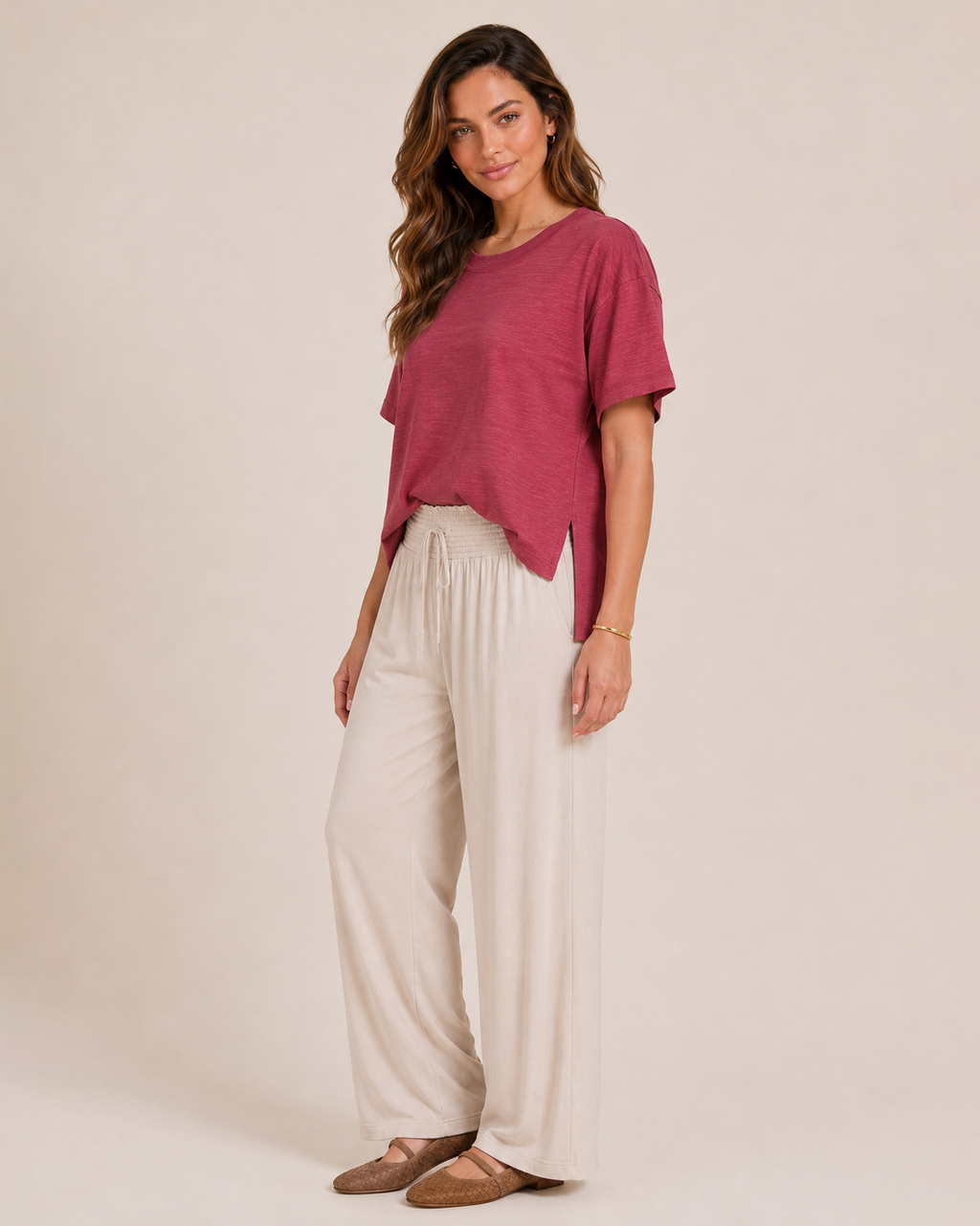 Essential Cotton Slub Tee in Berry Ice
