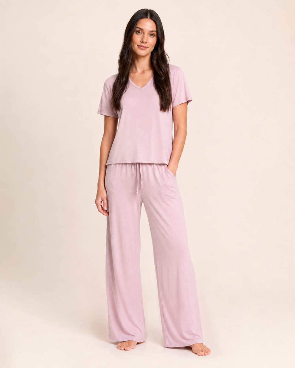 Dream Soft V-Neck Pajama Top in Mauve Mist