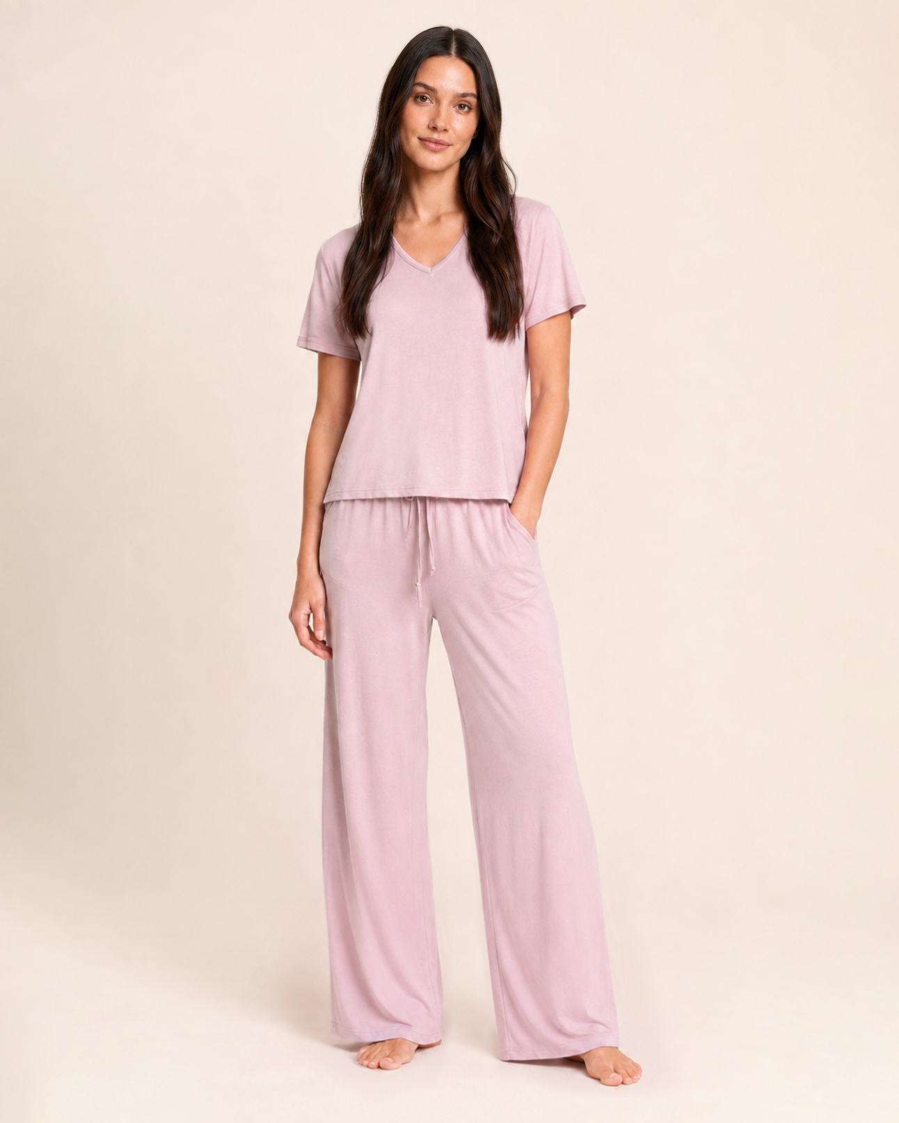 Dream Soft V-Neck Pajama Top in Mauve Mist