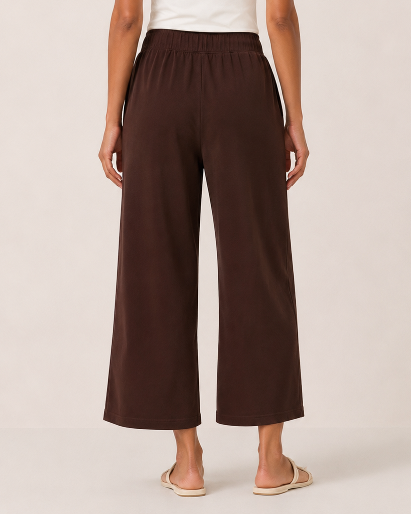 Weekend Ease Wide Leg Crop Pant in Brown
