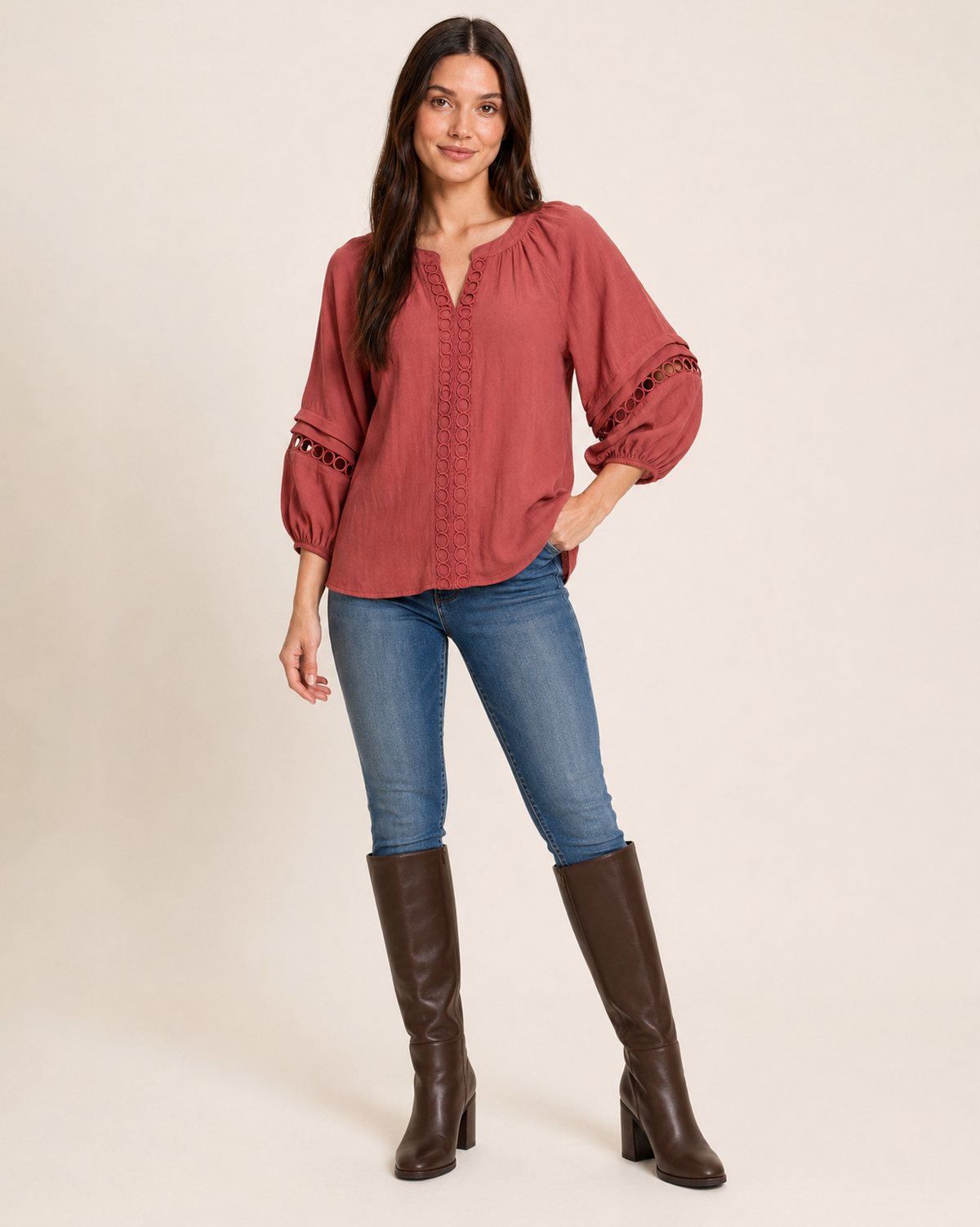 Breezy Days Bubble Sleeve Peasant Top