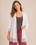 Delicate Detail Lace Trim Kimono in Ivory