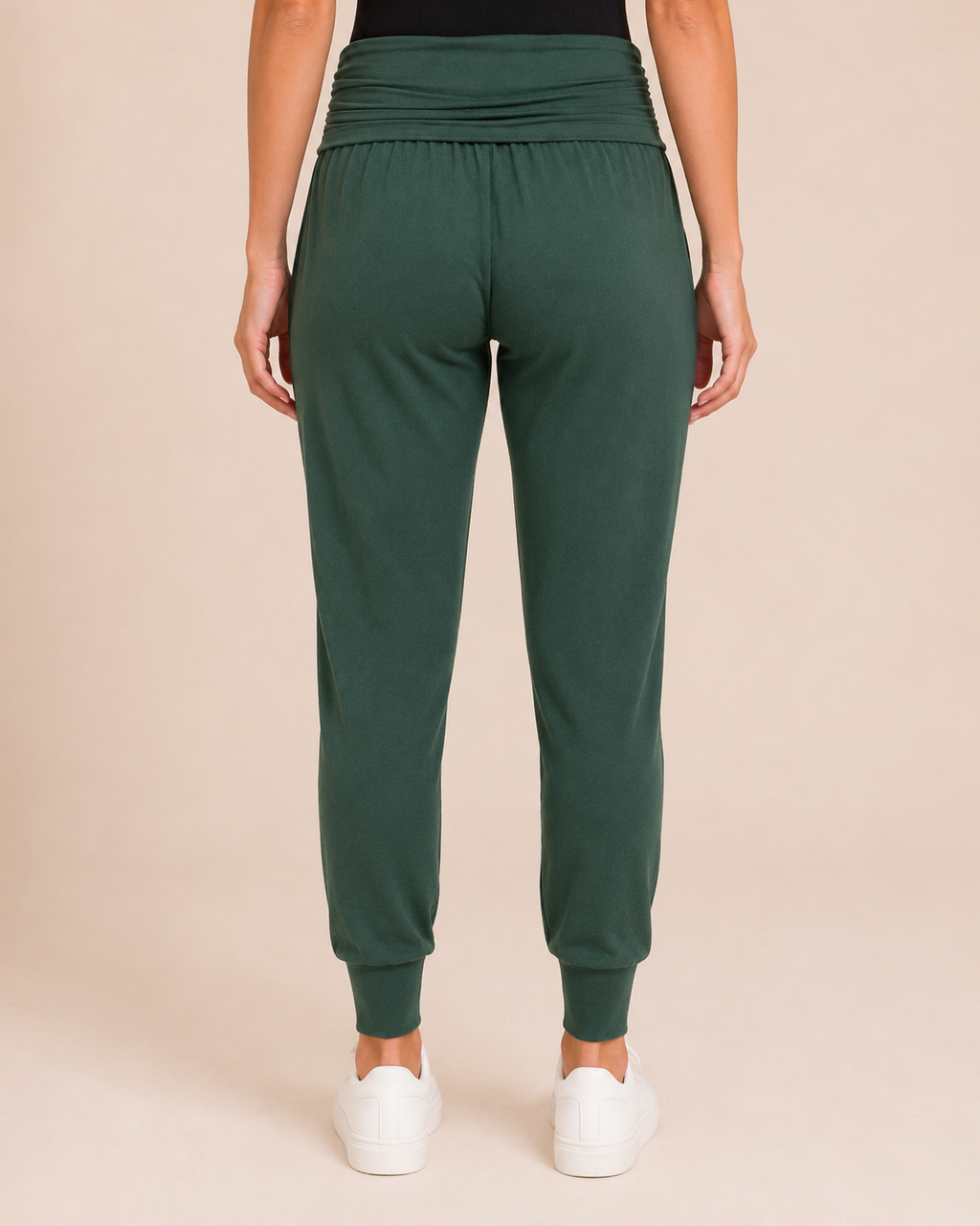 Live-In Foldover Waist Loggers in Hunter Green