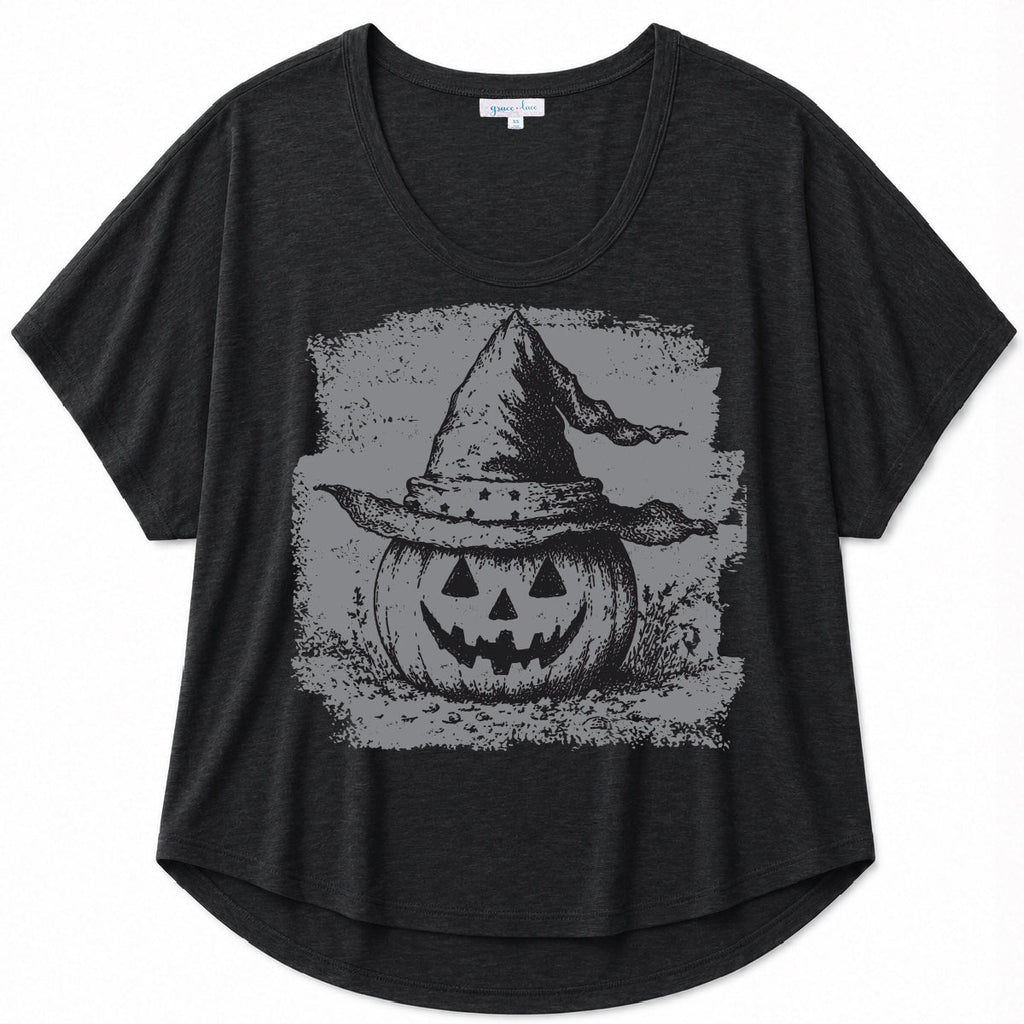 Spellbound Pumpkin Graphic Tee in Black